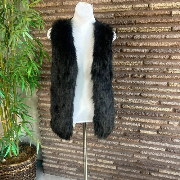 Sebby Collection Black Faux Fur Open Drape Vest Size XL - Picture 5 of 5